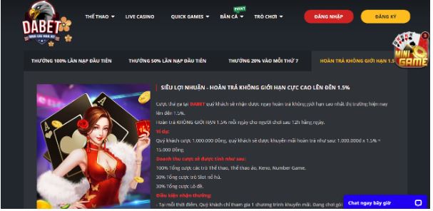 Xuyên suốt các sự kiện là những ưu đãi đến từ Dabet