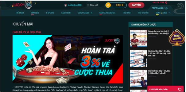 LUCKY88 mang đến cho người chơi nhiều ưu đãi hấp dẫn