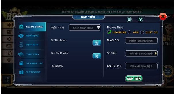 Nhà cái đang liên kết vô cùng chặt chẽ với những ngân hàng trong và ngoài nước