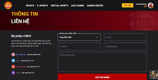 Đội ngũ chăm sóc khách hàng của nhà cái MU9 luôn được đánh giá cực kỳ cao